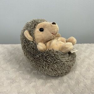 Dilly Dudu Hedgehog Plush Stuffed Animal Toy Bean Bag Tan Brown 7"